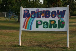 Rainbow Park sign 