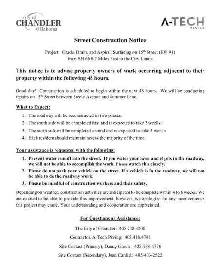 Street Construction Notice